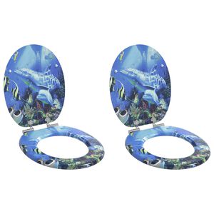 vidaXL WC sed&aacute;tko s funkc&iacute; pomal&eacute;ho skl&aacute;pěn&iacute; 2 ks MDF motiv delf&iacute;nů