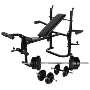 vidaXL Posilovac&iacute; lavice se stojanem na z&aacute;važ&iacute; a sadou činek 60,5 kg