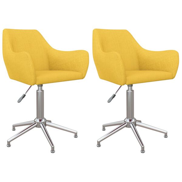 vidaXL Otočn&eacute; j&iacute;deln&iacute; židle 2 ks žlut&eacute; textil