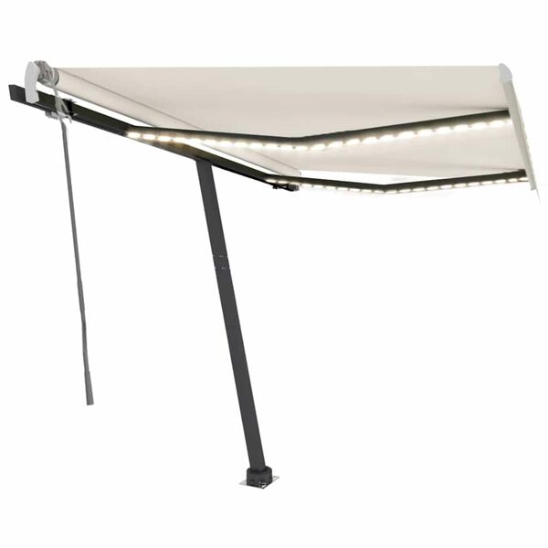 vidaXL Ručně zatahovac&iacute; mark&yacute;za s LED světlem 350 x 250 cm kr&eacute;mov&aacute;