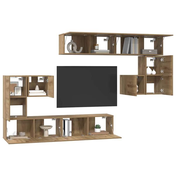 vidaXL TV jednotky N&aacute;stěnn&yacute; 4 pcs Artisanov&yacute; dub Kompozitn&iacute; dřevo