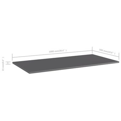 vidaXL Přídavné police 4 ks šedé vysoký lesk 100x50x1,5 cm dřevotříska
