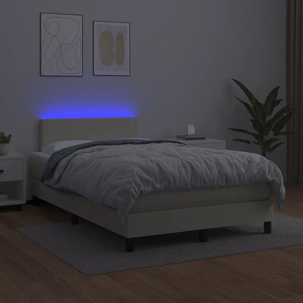 vidaXL Box spring postel s matrac&iacute; a LED kr&eacute;mov&aacute; 120x200 cm uměl&aacute; kůže