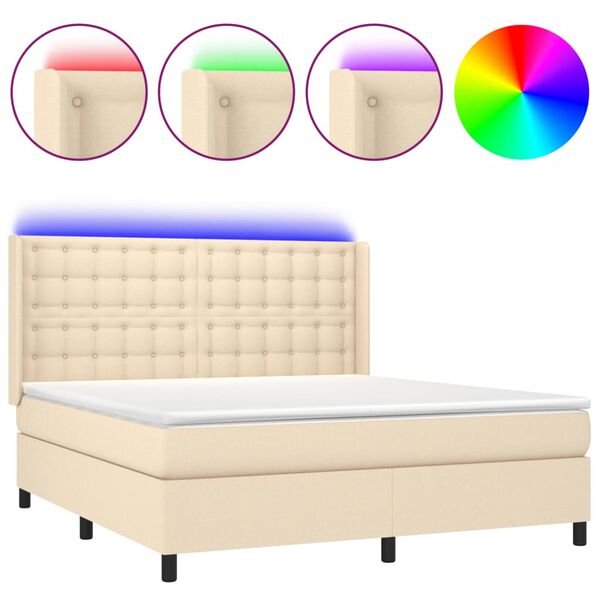 vidaXL Box spring postel s matrac&iacute; a LED kr&eacute;mov&aacute; 160x200 cm textil