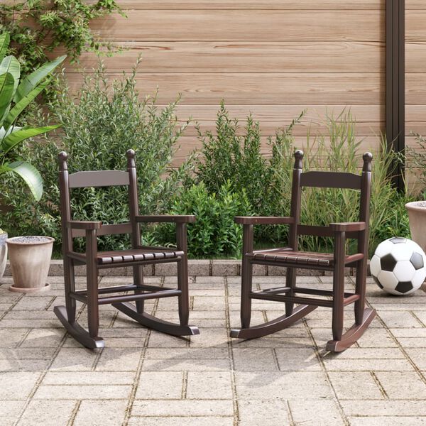 vidaXL Houpac&iacute; křesla pro děti 2 ks hněd&aacute; masivn&iacute; topolov&eacute; dřevo