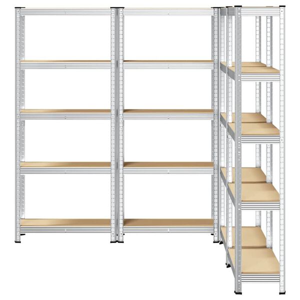 vidaXL 5patrov&eacute; &uacute;ložn&eacute; reg&aacute;ly 4 ks stř&iacute;brn&eacute; ocel a kompozitn&iacute; dřevo