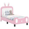 vidaXL R&aacute;m postele pro batole s čelem Růžov&aacute; 70 x 140 cm PU
