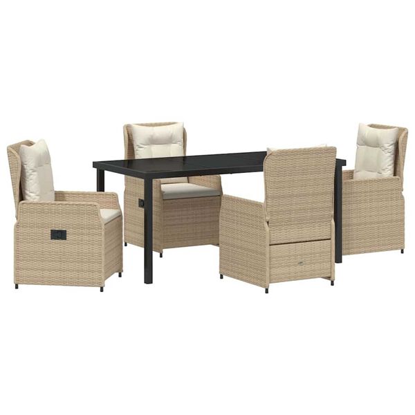 vidaXL Zahradn&iacute; j&iacute;deln&iacute; souprava 5 pcs B&eacute;žov&aacute; a Světle &scaron;ed&aacute; polyratan