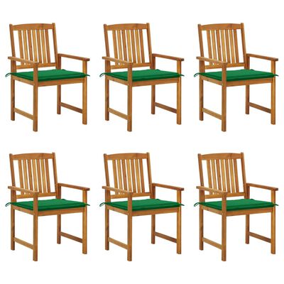 vidaXL Zahradní židle s poduškami 6 ks masivní akáciové dřevo