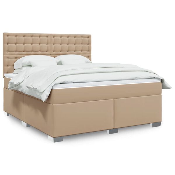 vidaXL Box spring postel s matrac&iacute; cappuccino 180 x 200 cm uměl&aacute; kůže