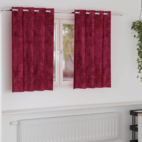 vidaXL Sametov&eacute; z&aacute;věsy 2 pcs V&iacute;no Červen&eacute; 140 x 140 cm samet