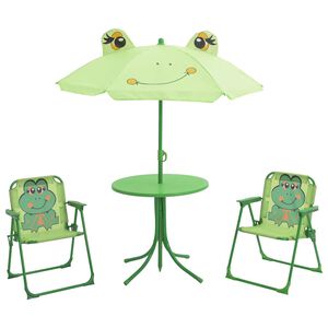 vidaXL 3d&iacute;ln&yacute; dětsk&yacute; zahradn&iacute; bistro set se slunečn&iacute;kem zelen&yacute;