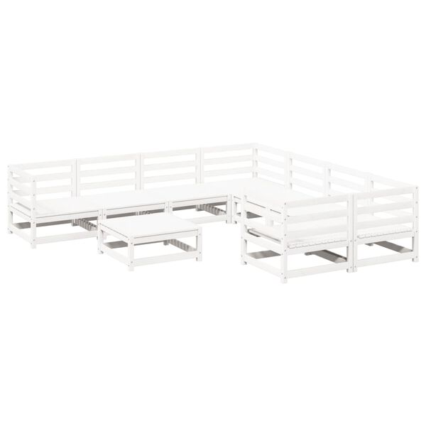 vidaXL 9d&iacute;ln&aacute; zahradn&iacute; sedac&iacute; souprava b&iacute;l&aacute; masivn&iacute; borov&eacute; dřevo