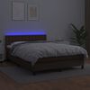 vidaXL Box spring postel s matrac&iacute; a LED hněd&aacute; 140x190 cm uměl&aacute; kůže