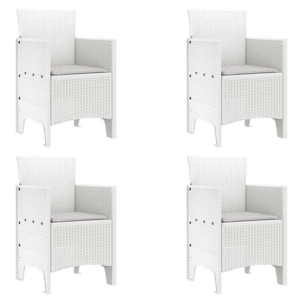 vidaXL Zahradn&iacute; křeslo 4 pcs B&iacute;l&aacute; 53 x 49 x 85 cm Polypropylen