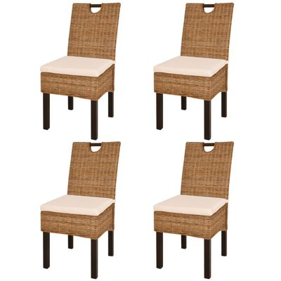 vidaXL Jídelní židle 4 ks ratan kubu a mangovníkové dřevo