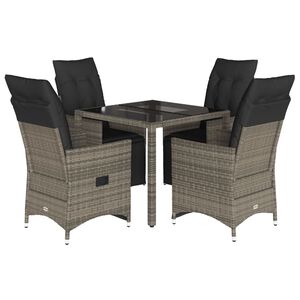 vidaXL 5d&iacute;ln&yacute; zahradn&iacute; bistro set s podu&scaron;kami &scaron;ed&yacute; polyratan