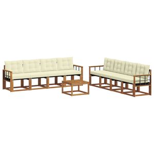 vidaXL Venkovn&iacute; pohovkov&aacute; souprava 9 pcs Přirozen&aacute; a Kr&eacute;mov&aacute;