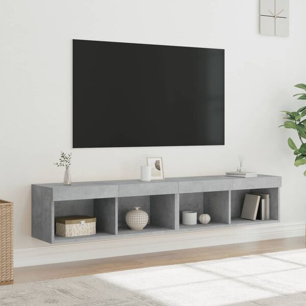 vidaXL TV skř&iacute;ňky s LED osvětlen&iacute;m 2 ks betonově &scaron;ed&eacute; 80 x 30 x 30 cm