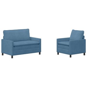 vidaXL Set pohovek 2 ks Modr&aacute; Textil