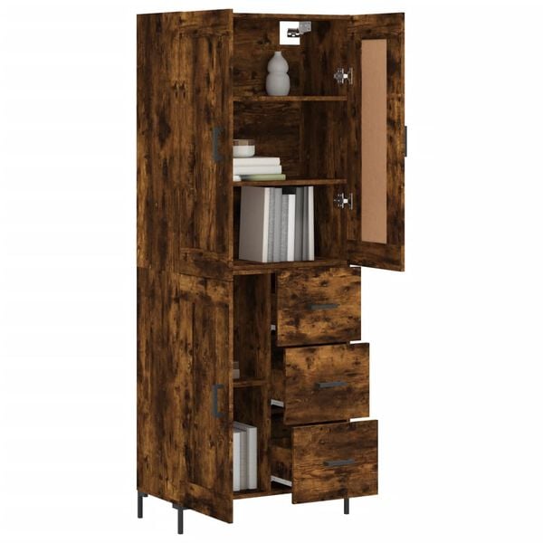 vidaXL Skř&iacute;ň highboard kouřov&yacute; dub 69,5 x 34 x 180 cm kompozitn&iacute; dřevo