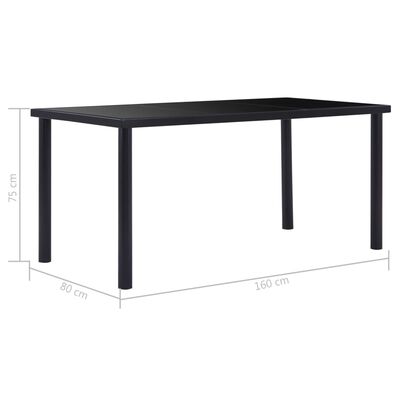 vidaXL Jídelní stůl černý 160 x 80 x 75 cm tvrzené sklo