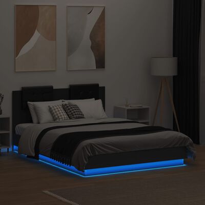 vidaXL Rám postele s čelem a LED osvětlením černý 120 x 190 cm