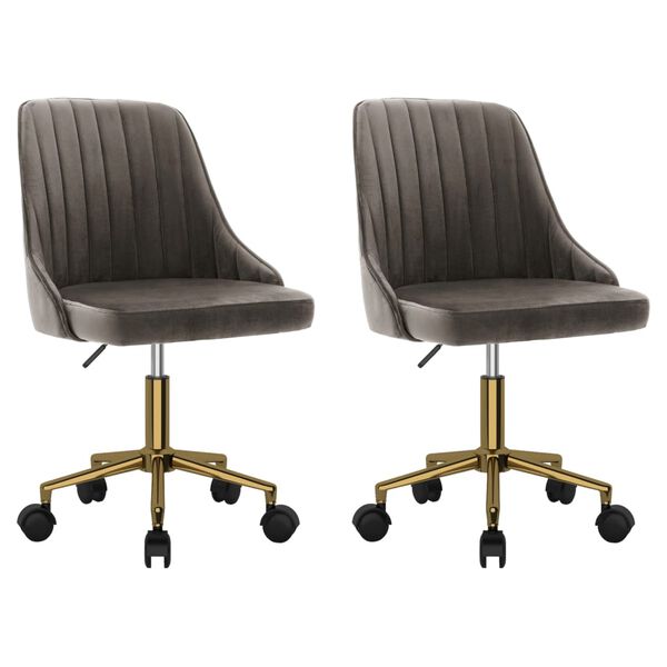 vidaXL Otočn&eacute; j&iacute;deln&iacute; židle 2 ks tmavě &scaron;ed&eacute; samet