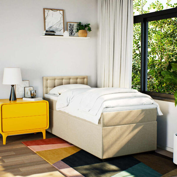 vidaXL Box spring postel s matrac&iacute; kr&eacute;mov&aacute; 100 x 200 cm textil