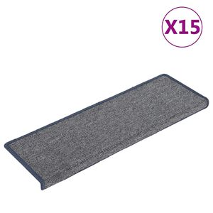 vidaXL Schodov&eacute; rohože 15 ks 65 x 21 x 4 cm světle &scaron;ed&eacute; a modr&eacute; s obd&eacute;ln&iacute;kov&yacute;m okrajem