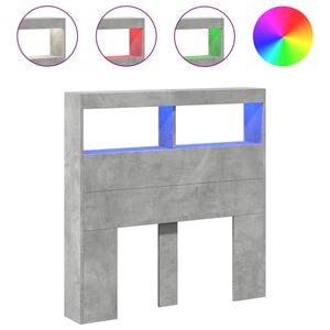 vidaXL Čelo postele &uacute;ložn&yacute; prostor a LED betonově &scaron;ed&eacute; 100x17x102 cm