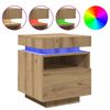 vidaXL Nočn&iacute; stolek s LED osvětlen&iacute;m dub artisan 40 x 39 x 48,5 cm