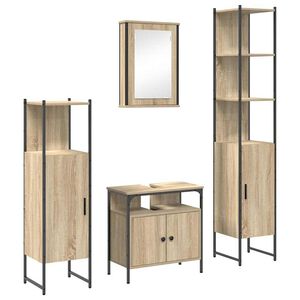 vidaXL Sada koupelnov&eacute;ho n&aacute;bytku 4 pcs Sonoma dub kompozitn&iacute; dřevo