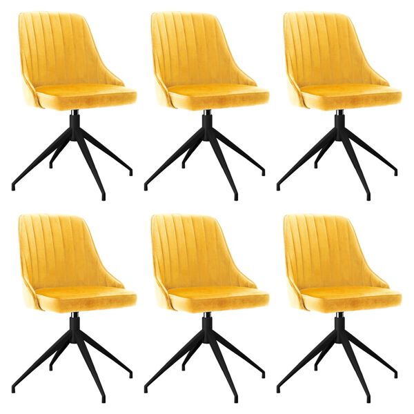 vidaXL J&iacute;deln&iacute; židle 6 ks žlut&eacute; samet
