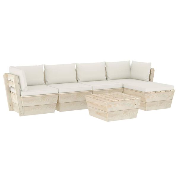 vidaXL 6d&iacute;ln&aacute; zahradn&iacute; sedac&iacute; souprava z palet + podu&scaron;ky smrkov&eacute; dřevo