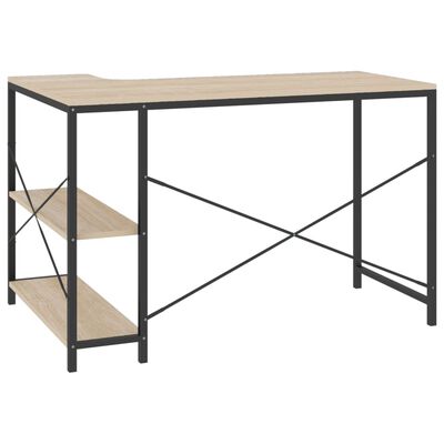 vidaXL Počítačový stůl černý a dub 110 x 72 x 70 cm dřevotříska