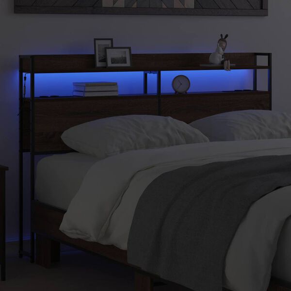 vidaXL &Uacute;ložn&eacute; čelo postele s polic&iacute; Hněd&yacute; dub 140,5 x 15 x 98 cm