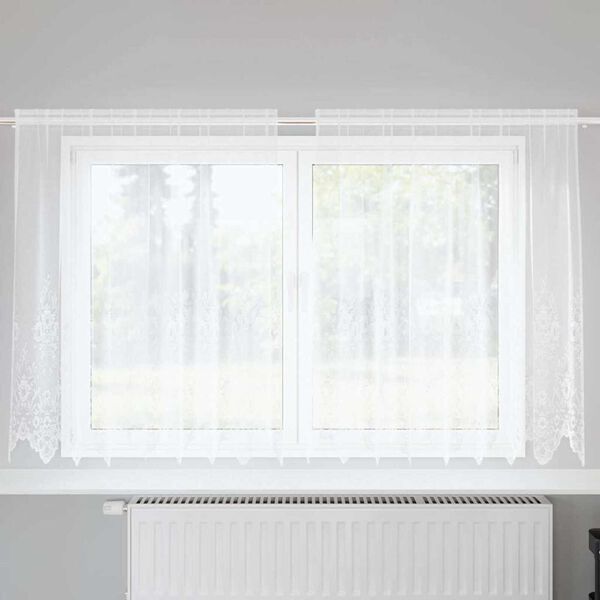 vidaXL Čipkov&yacute; Z&aacute;věs se z&aacute;clonami B&iacute;l&aacute; 140 x 200 cm Polyester