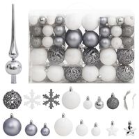 vidaXL 111dílná sada vánočních ozdob bílá a šedá polystyren