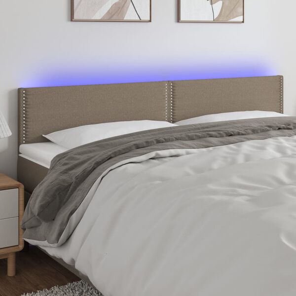 vidaXL Čelo postele s LED taupe 160x5x78/88 cm textil