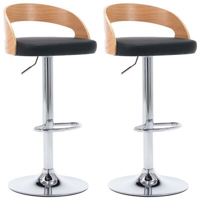 vidaXL Barové stoličky 2 ks černé umělá kůže a ohýbané dřevo