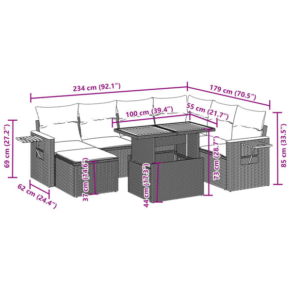vidaXL 8d&iacute;ln&aacute; zahradn&iacute; sedac&iacute; souprava s podu&scaron;kami &scaron;ed&aacute; polyratan