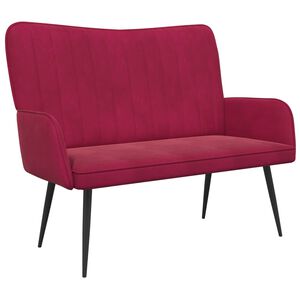 vidaXL Sofa pro dvě osoby V&iacute;no Červen&eacute; 115 x 61 x 87 cm Samet