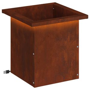 vidaXL Zahradn&iacute; truhl&iacute;k s LED osvětlen&iacute;m Rezav&aacute; 30 x 30 x 30 cm