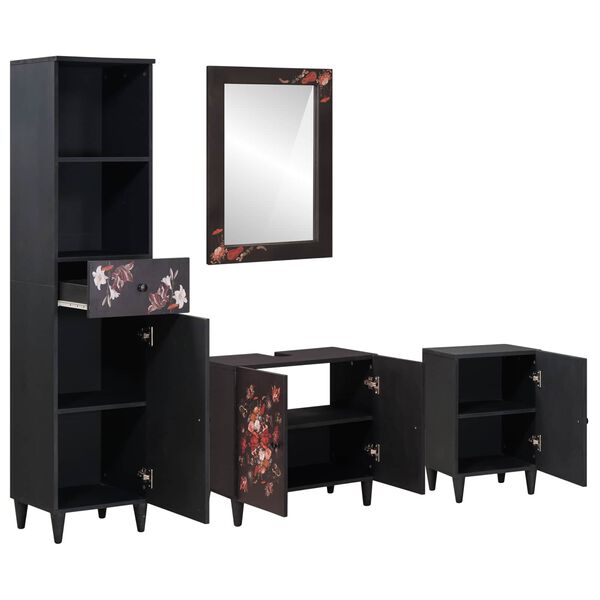 vidaXL Sada koupelnov&yacute;ch skř&iacute;něk N&aacute;stěnn&yacute; 4 pcs Masivn&iacute; mangov&eacute; dřevo