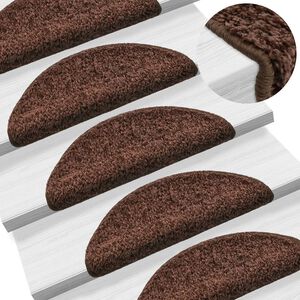 vidaXL Schodov&eacute; rohože 15 ks 56 x 17 x 3 cm hněd&eacute; půlkulat&eacute;