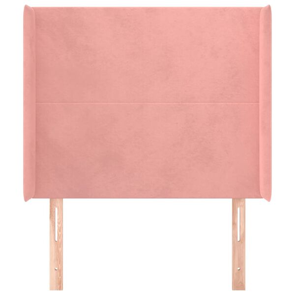 vidaXL Čelo postele typu u&scaron;&aacute;k růžov&eacute; 103x16x118/128 cm samet
