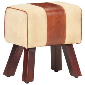 vidaXL Lavice gymnastický kůň 38 cm hnědá pravá kůže a mangovník