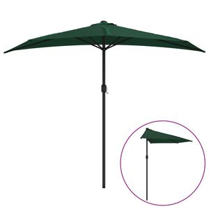 vidaXL Slunečn&iacute;k na balkon hlin&iacute;kov&aacute; tyč zelen&yacute; 270 x 144 cm půlkruh