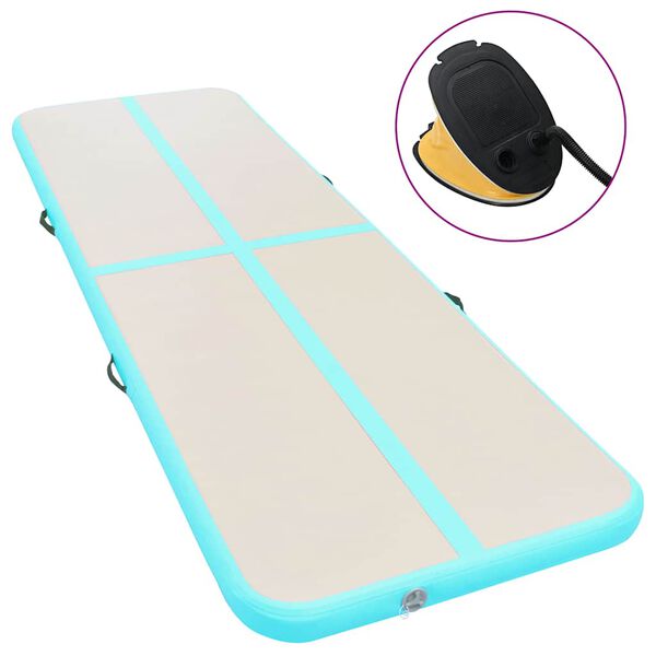 vidaXL Nafukovac&iacute; cvičebn&iacute; podložka s pumpou 500x100x10 cm PVC zelen&aacute;